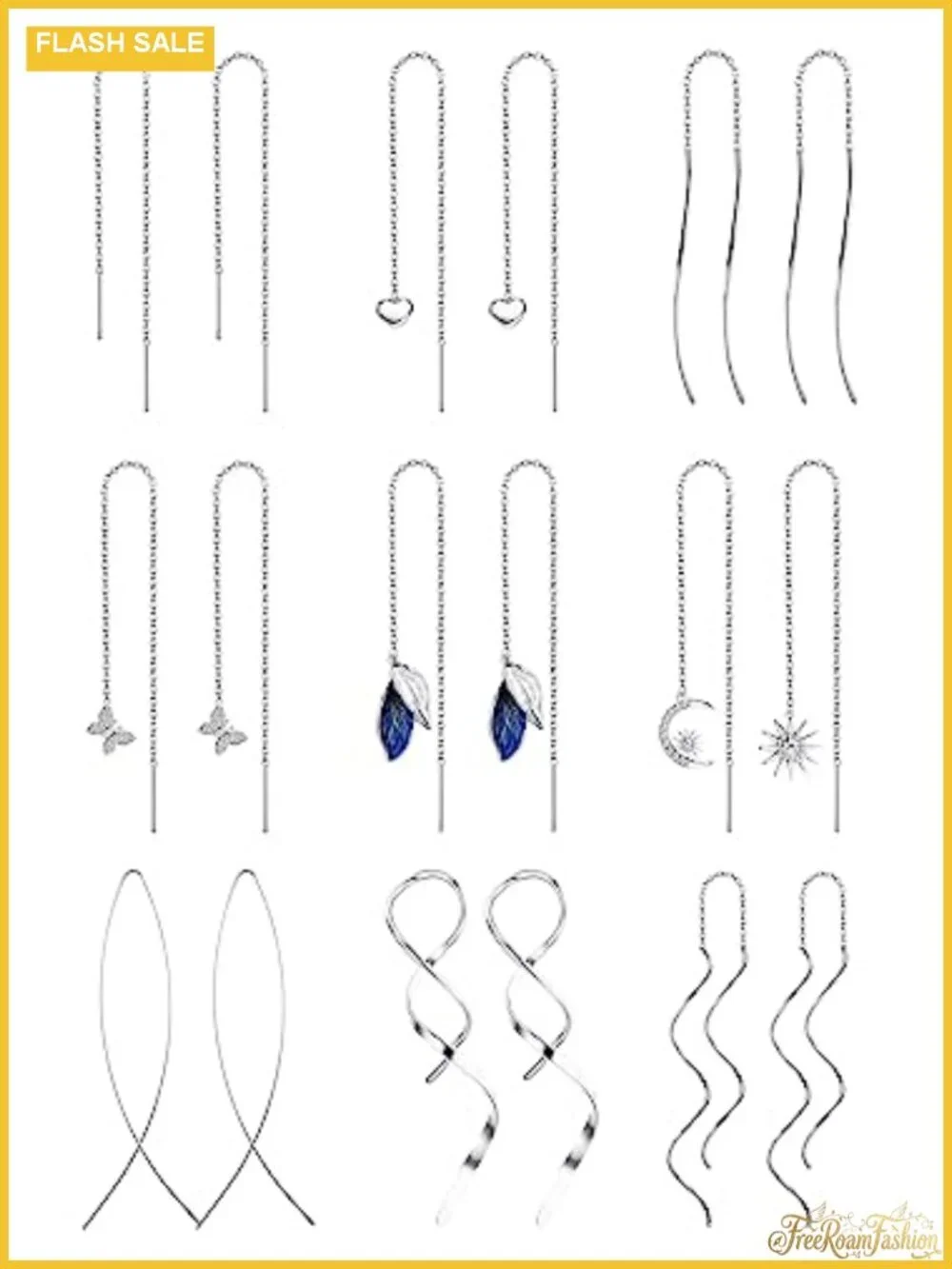 Stainless Steel Threader Chain Tassel Dangle Earrings Set